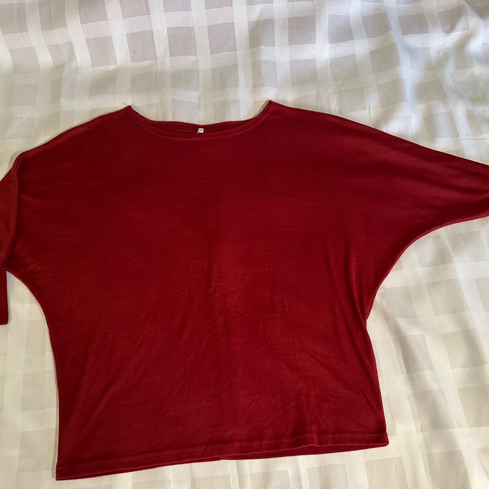 Brick red shirt with dolman sleeves - Picture 2 of 7